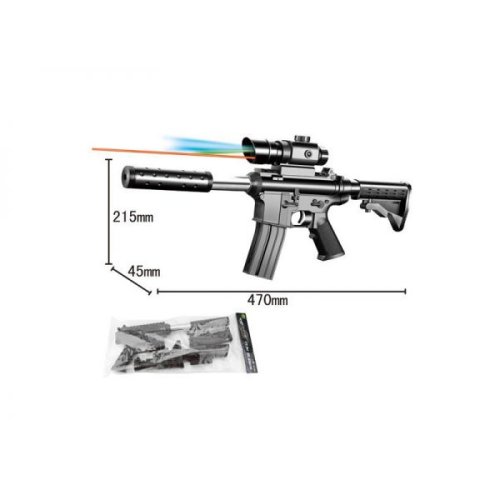 Детский автомат с лазерным прицелом и глушителем 217603 / цвет серый