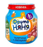 ФрутоНяня Пюре из телятины с овощами, 100 г					